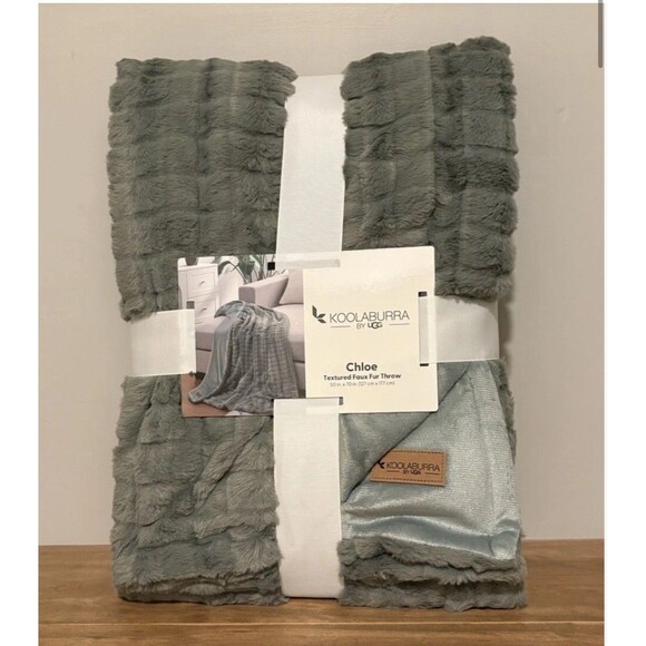 NEW Koolaburra By Ugg Chloe Faux Fur Throw Blanket 50” x 70” Willow Gray - Picture 6 of 6